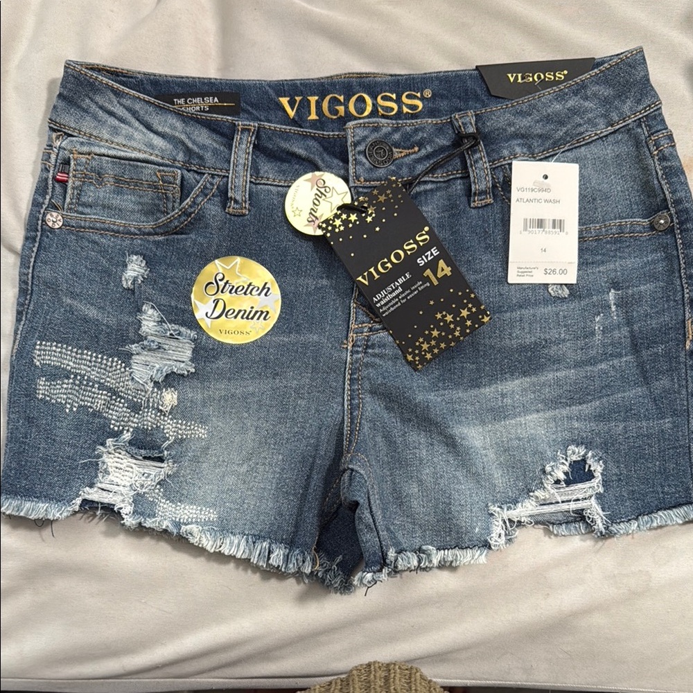 Vigoss Blue Distressed Jean Shorts